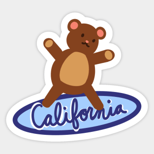 California Surfing Bear Sticker